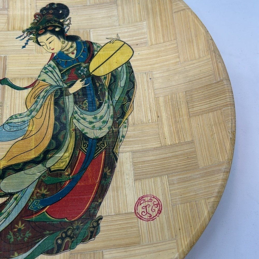 Decorative Set of Two 11’inch. Bamboo Wall Art with Asian Design Plates - Picture 9 of 13